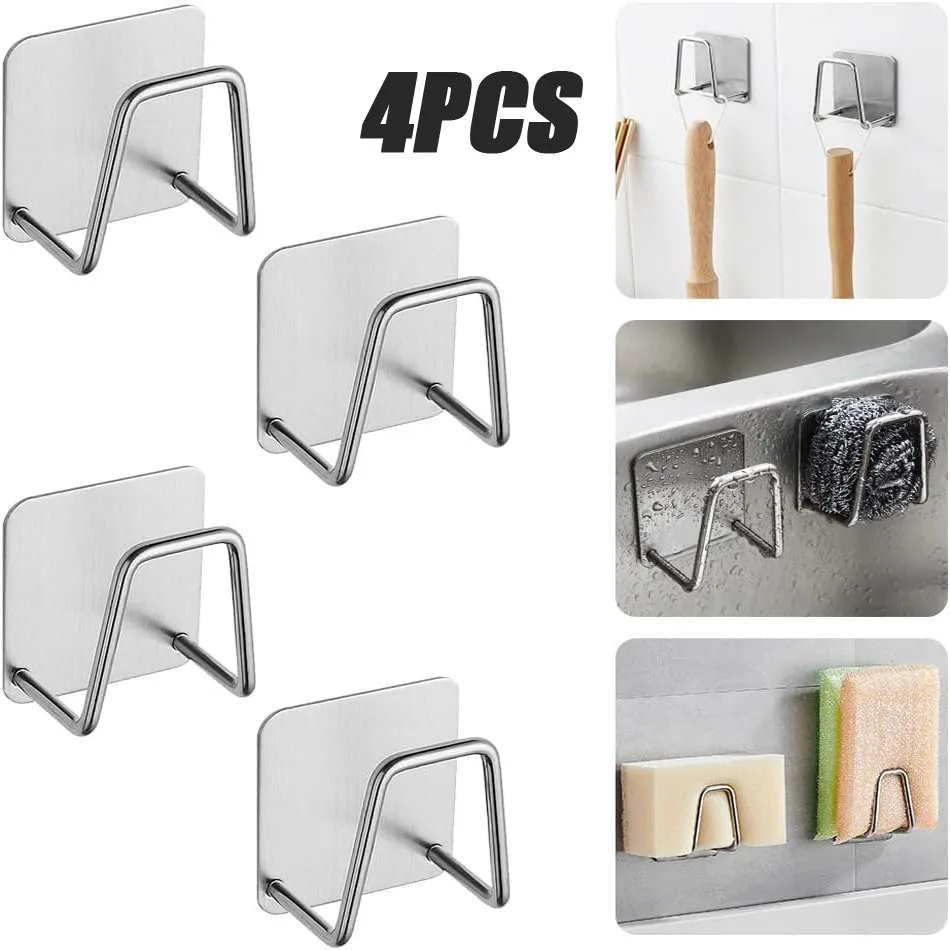Sponge Holder Kitchen Adhesive Stainless Steel Waterproof Sink Sponge Drain Rack Shelf kitchen organizer and storage Accessories
