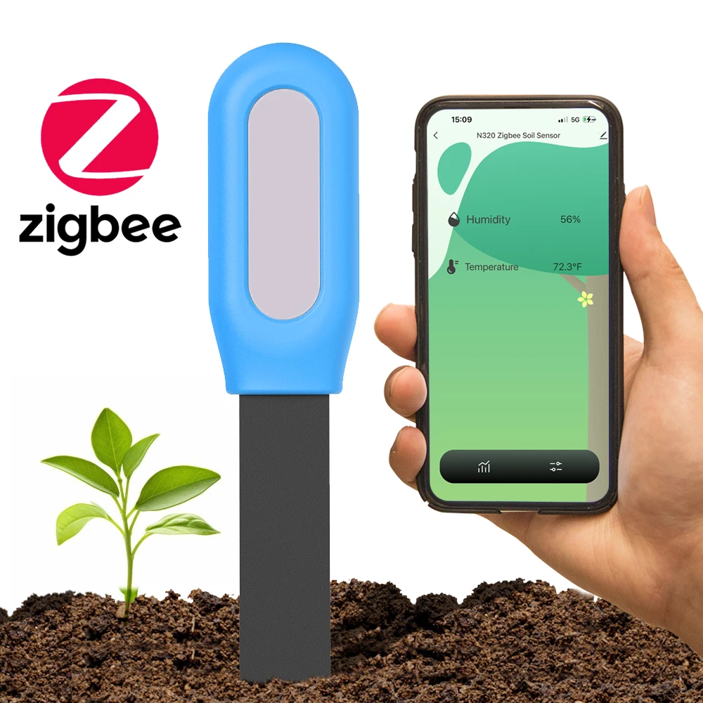 1PCS Tuya Zigbee Soil Sensor Humidity Temperature Moisture Detector Smart Life Home Assistant Real Time Monitor for Plant Garden