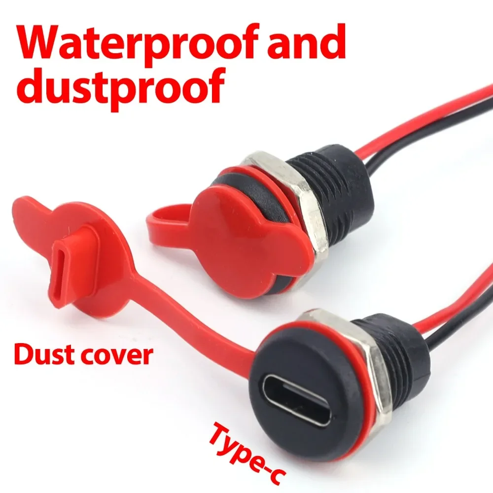 Type-C Car Charging Connector 3A 5V 2-Pin Bare Wire PVC Waterproof Female Socket with Nut Lock for Automotive Home Smart Devices - Image 4