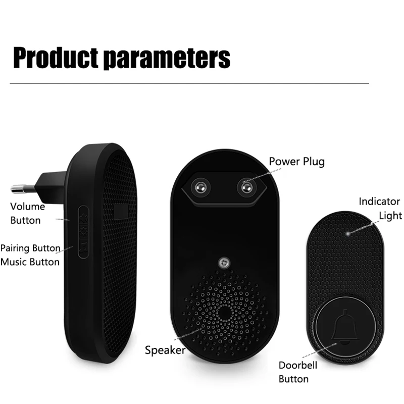 Earykong Wireless Doorbell Welcome Chime Home Door Bell Intelligent 32 Songs Smart Melodies Alarm With Battery - Image 4