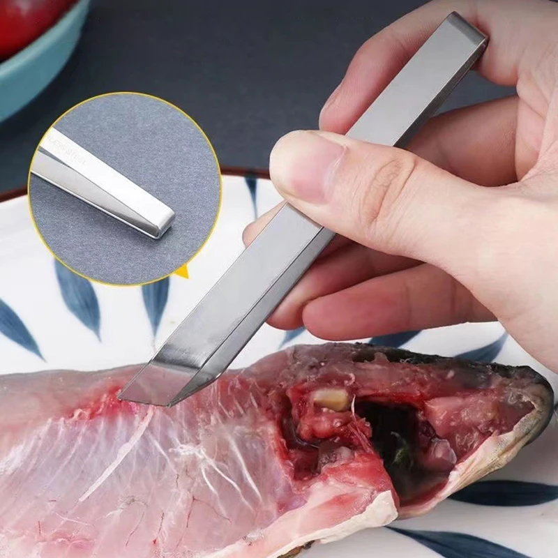 1pcs 430 Stainless Steel Fish Bone Tweezers Pincer Clip Puller Remover Tongs Fish Bone Plucking Clamp Kitchen Gadgets Tools - الصورة 4