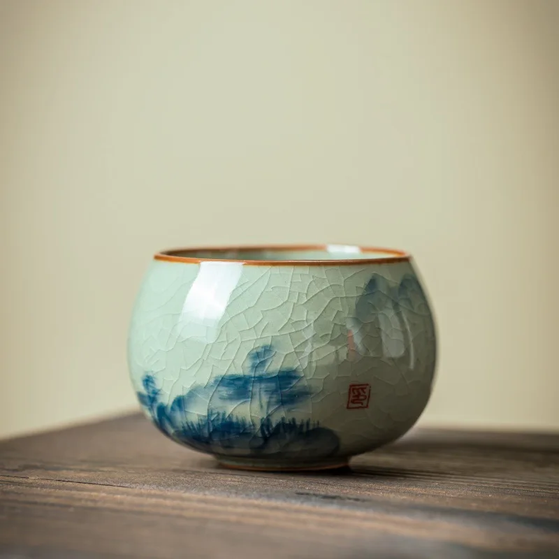 Handmade Ceramic Tea Cup, Porcelain Tea Bowl, Espresso Cups, Pottery Coffee Mug, Afternoon Teacup Mugs, Coffee Cups, 6PCs Set - الصورة 4