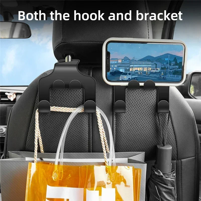 Car Back Seat Hook Hanging Storage Mobile Phone Holder Stand Lazy Rear Seat Phone Headrest Bracket For iPhone Samsung All Phones - الصورة 3