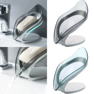 Clear Leaf Soap Dish Bathroom Storage Tray Non Slip Kitchen Washroom Organizer Tilted Drainage Design Portable Bathroom Products