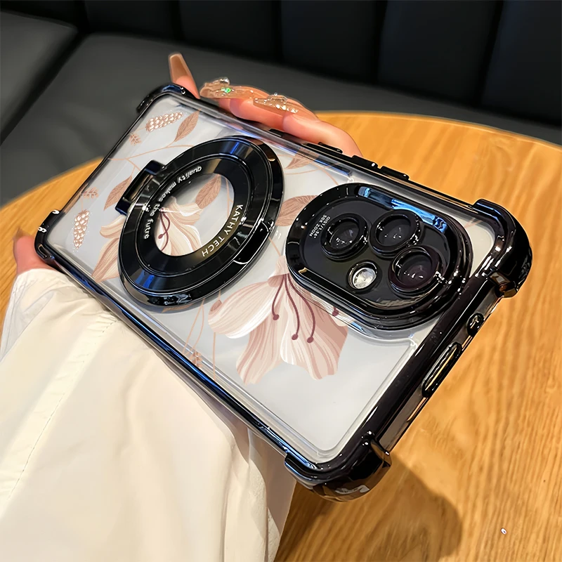 Honor X9D Flower Pattern Phone Case For Honor X9A X8D X6D X8A X7A X6A X70 X30I Plating Shockproof Stand Holder Clear Cover - الصورة 3