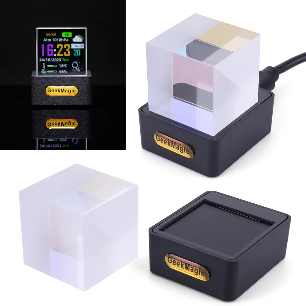 Desktop Holographic Crystal Cube Smart Clock WiFi Weather Station with Photo Display for Home Decor with GIF Animations Album - الصورة 6
