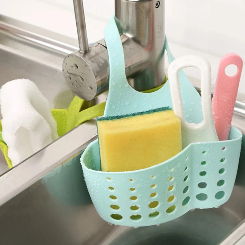Sink Shelf Soap Sponge Holder Kitchen Accessories Utensils Organizer Bag Adjustable Snap Storage Shelf Bathroom Drain Basket - الصورة 4