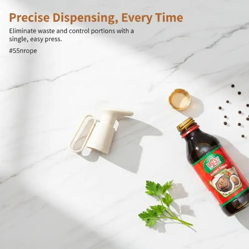 Kitchen Supplies Universal Tightly Seal Dispenser Pump W/Handle PP Tomato Sauce Oyster Press Pump Reusable Bottle Head Gadget - Image 3