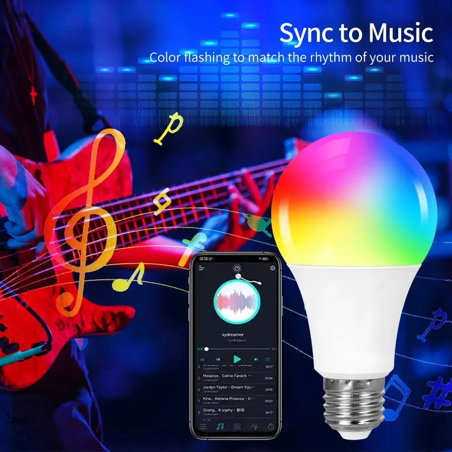Tuya Smart LED Light Bulb E27 9W 220V Bluetooth RF Remote Group Control Smart Life RGB Spotlight For Bar Bedroom Decor Lighting - الصورة 4