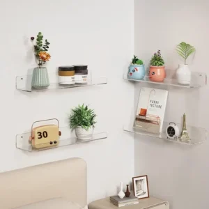 Acrylic Shelf For Wall Storage,Floating Bookshelves,Display Shelf Organizer For Bathroom,Bedroom,Living Room,Kitchen,Room Decor