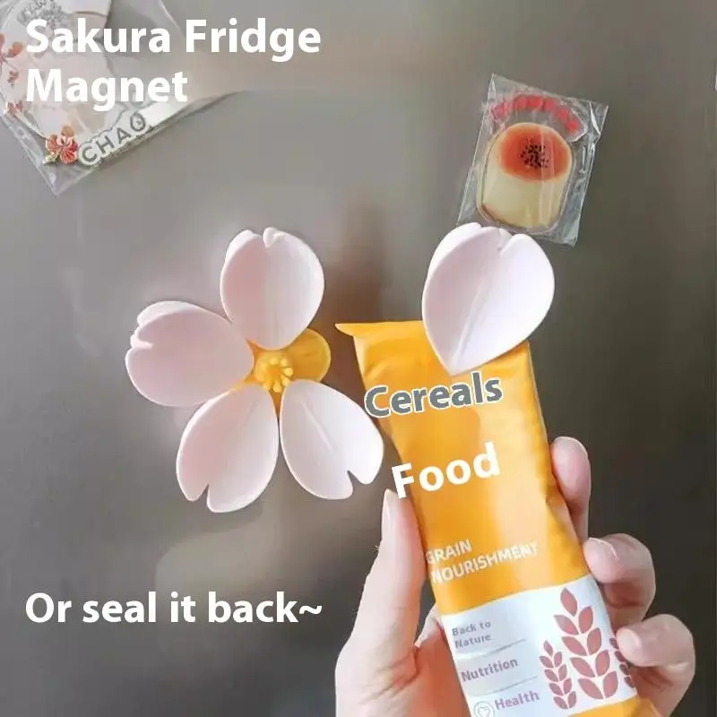 New Multifunctional Sakura Magnetic Clip Creative Kitchen Gadget Snack Sealer Food Storage Unique Petal Clip Home Fridge Magnet - الصورة 4