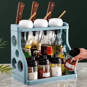 Arranged Kitchen Organizer Shelf For Maximizing Space Usage Arranged In Orderly Manner Storage Rack