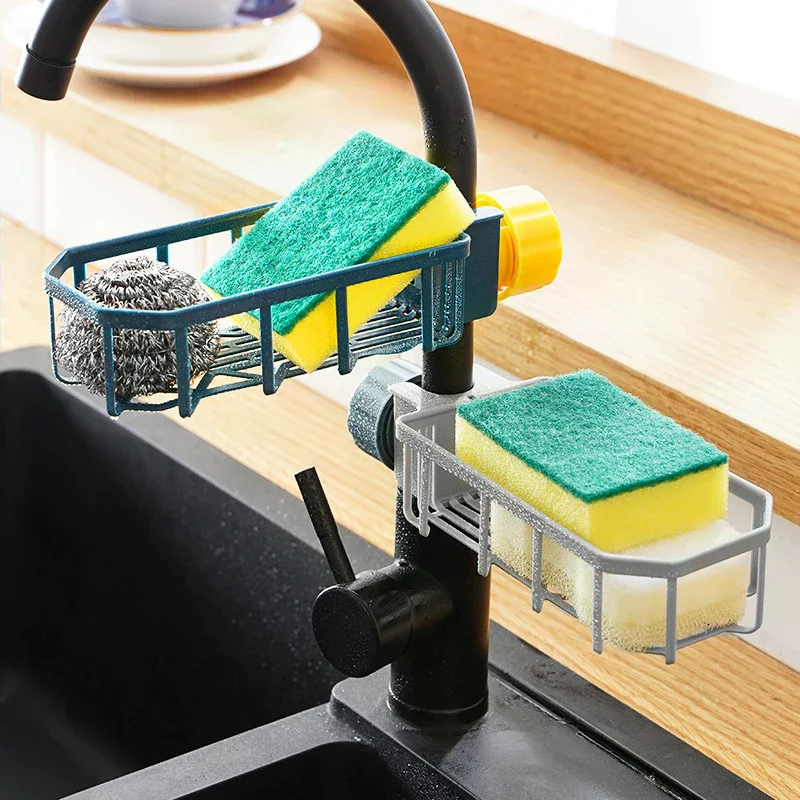 Adjustable Sink Drain Rack Sponge Storage Faucet Holder Soap Drainer Shelf Basket Organizer Kitchen Bathroom Accessories - الصورة 3