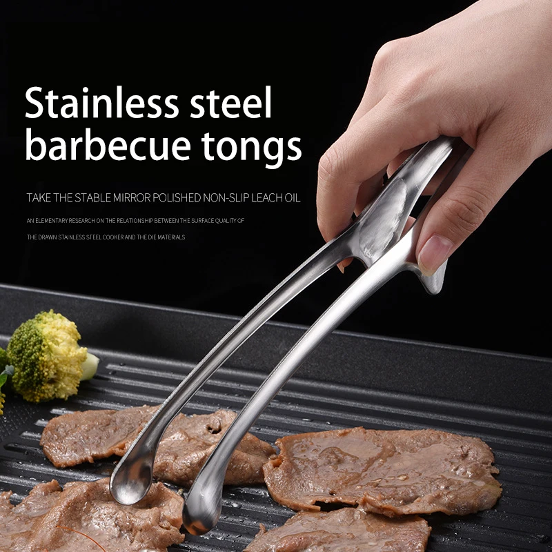 430 Stainless Steel Golden Food Tongs Japanese Barbecue Korean Barbecue Tongs Bbq Steak Tongs Kitchen Gadgets - الصورة 4