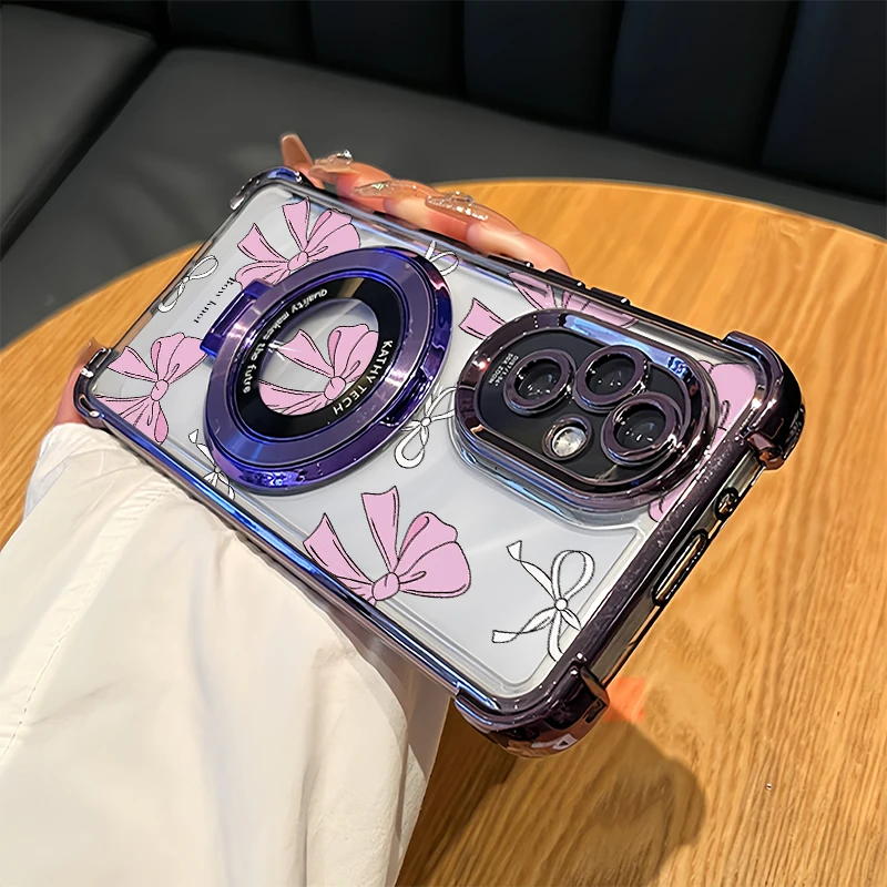 Phone Case For Vivo Y18 Y18E Y19 Y19S Y12S 2021 Y11S Y17 Y17S Y15A Y15S Y12 Fashion Bow Knots Print Stand Holder Plating Cover