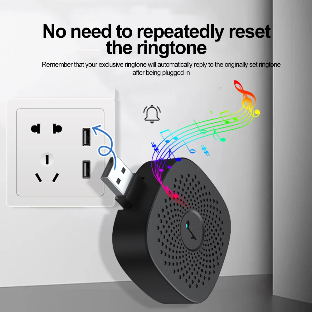 Intelligent Wireless Doorbell Welcome Chime Mini Home Door Bell USB Receiver 38 Songs Melodies Sound Smart DoorBell With Battery - الصورة 5