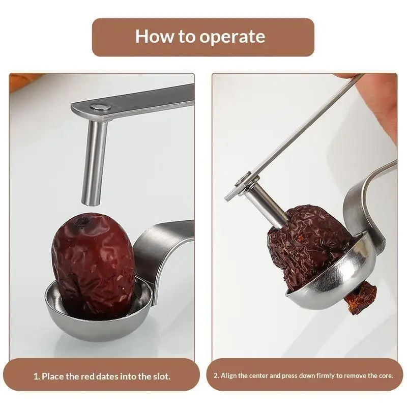 Stainless Steel Cherry Seed Remover Cutter Kitchen Gadgets Vegetable Tool Apples Red Dates Corers Twist Fruit Core Remove Pit - الصورة 2
