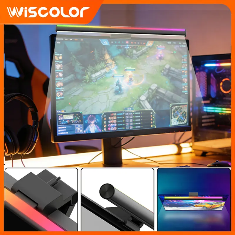 Smart RGB Monitor Light Bar Music Sync Screen Hanging Desk Lamp Eye-Care Luces LED Lighting For Gaming Night Light Accessories