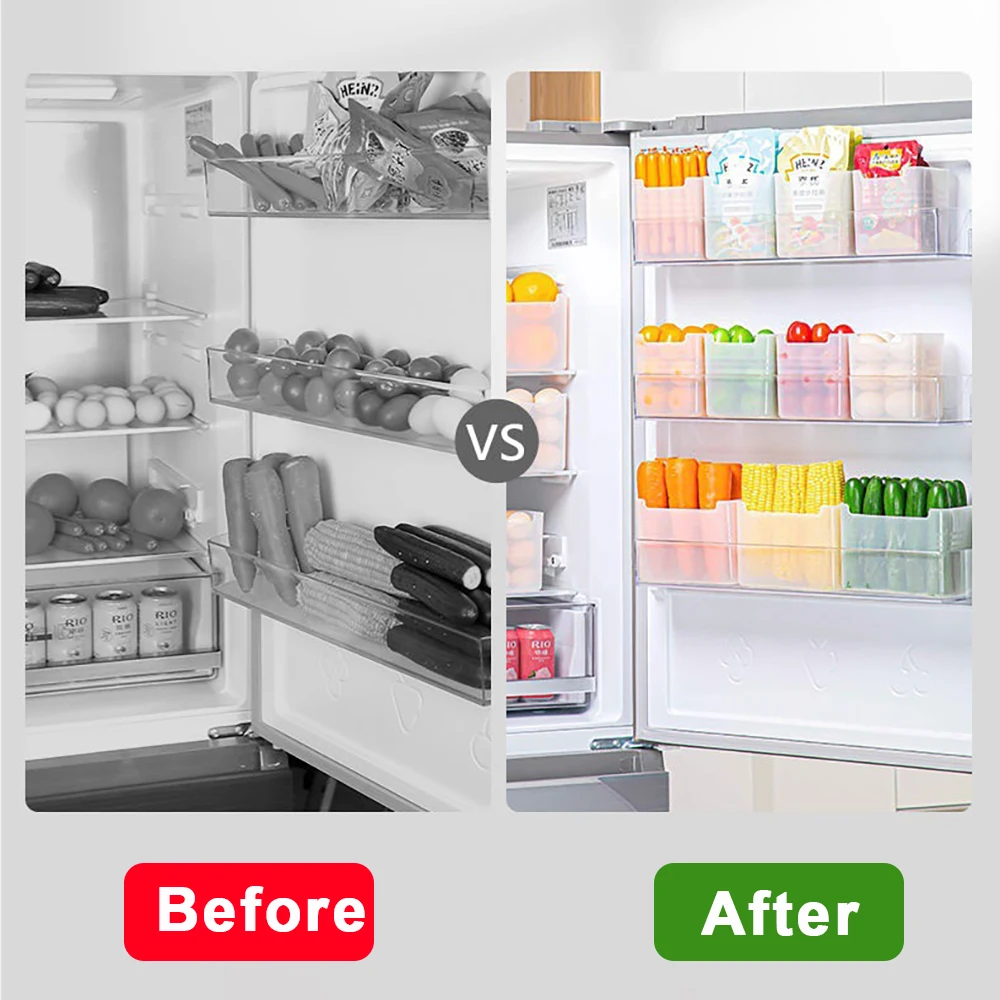 Refrigerator Storage Box Plastic Fridge Side Door Food Fresh Container Case For Fruit Vegetable Kitchen Organizer Storage Boxs - الصورة 4