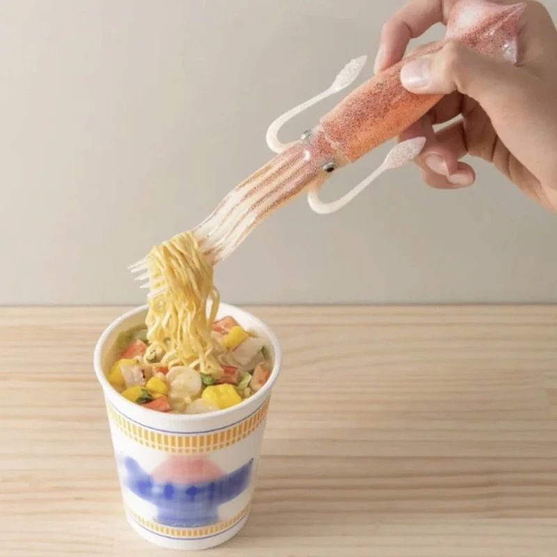 Funny Squid Cuttlefish Fork Portable Heat Resistant Instant Noodle Fork Cooking Tool Squid Shape Food Kitchen Gadgets Stick - الصورة 5