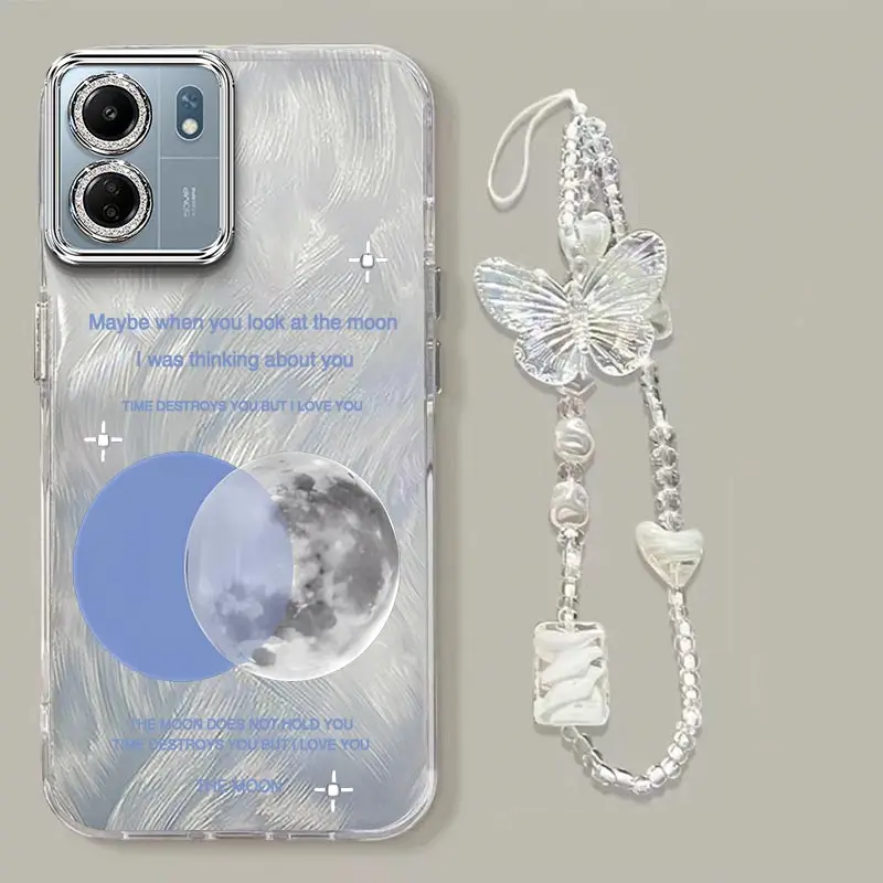 C65 Bright moon Plating Stand lanyard Phone Case For Poco C65 C55 X3 X3Pro X3NFC M6 M6Pro M5S M2 M2Pro Cover