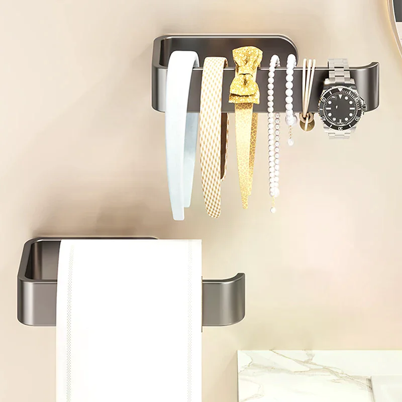 Space Saving Self Adhesive Wall Mounted Tissue Holder Kitchen Storage Organizer Dual Purpose Toilet Paper Hand Towels No Drill - الصورة 4
