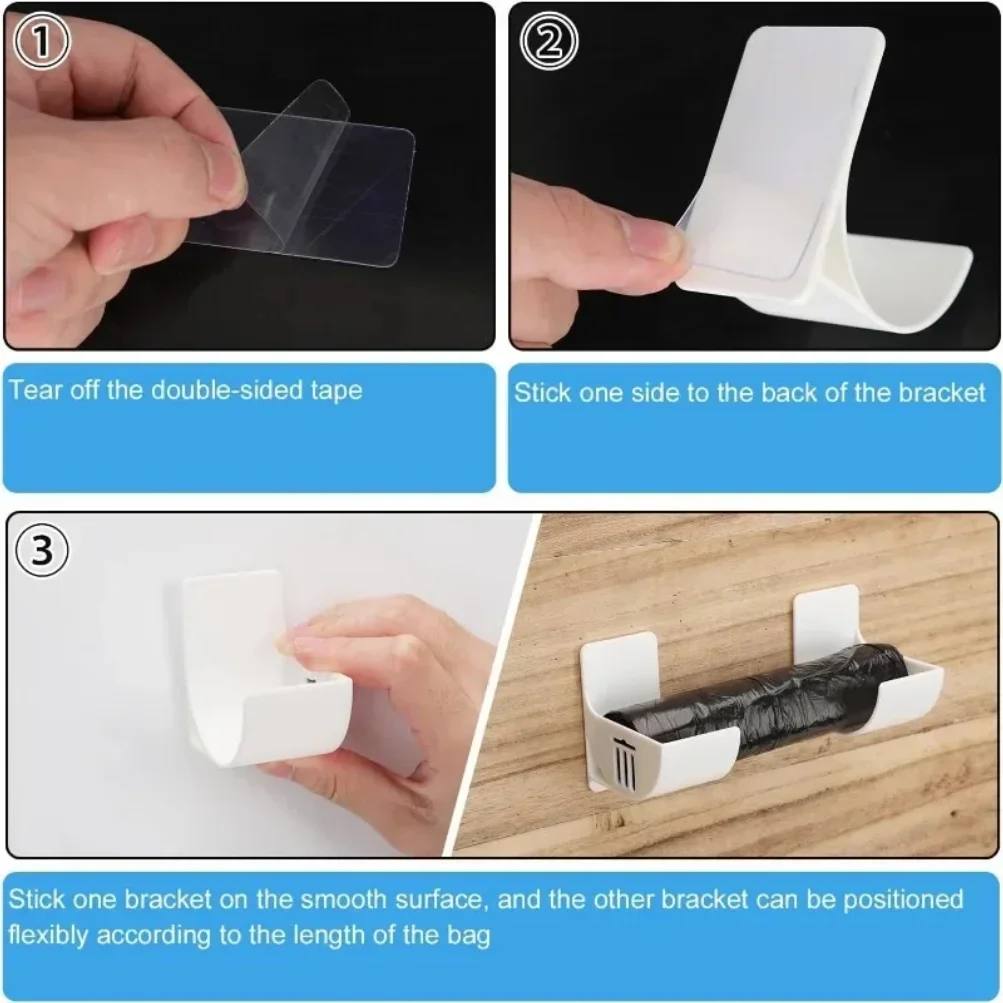 20/2pcs Trash Bags Shelf Holder Wall Mounted Plastic Bag Film Container DispenserGarbage Bag Storage Box Organizer For Kitchen - Image 5