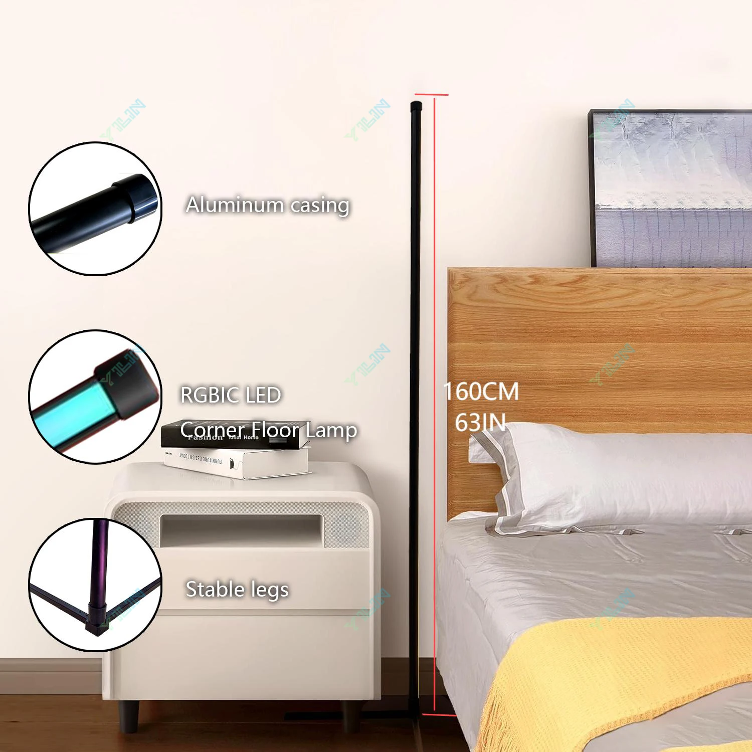 Smart RGB Dream Color LED Floor Lamp APP & Remote Control with Music Sync 16 Million Color Change Standing Mood Light Desk Lamp - الصورة 5