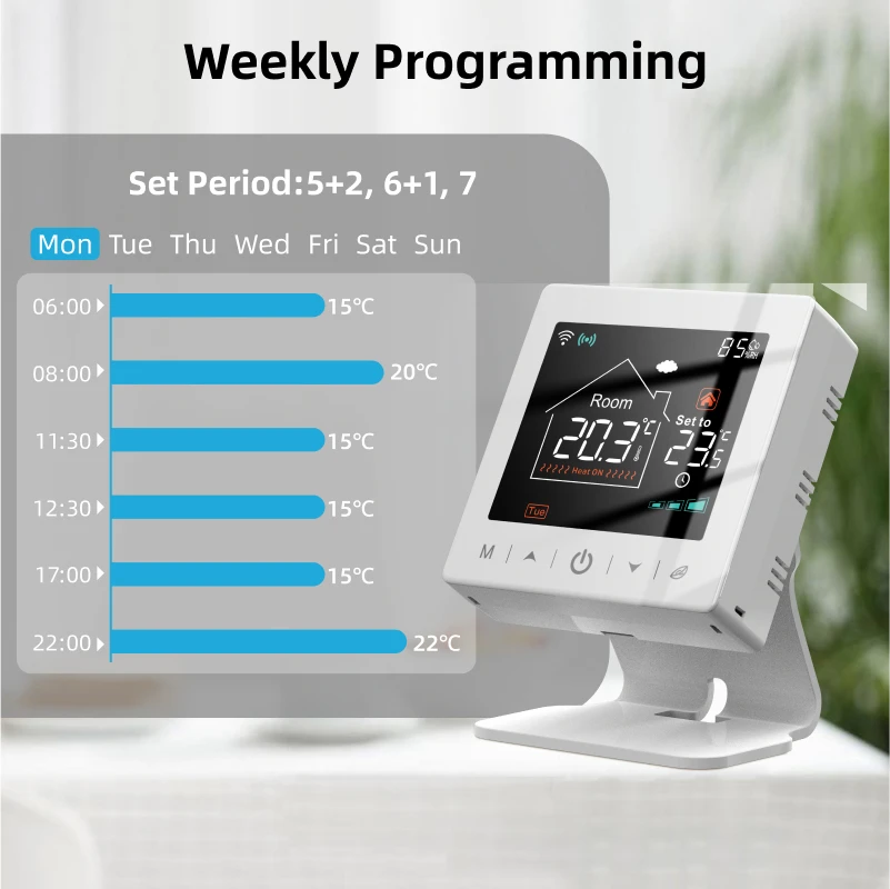Smart home Wifi thermostat tuya RF wireless gas boiler heating programmable room temperature remote controller with alexa google - الصورة 2