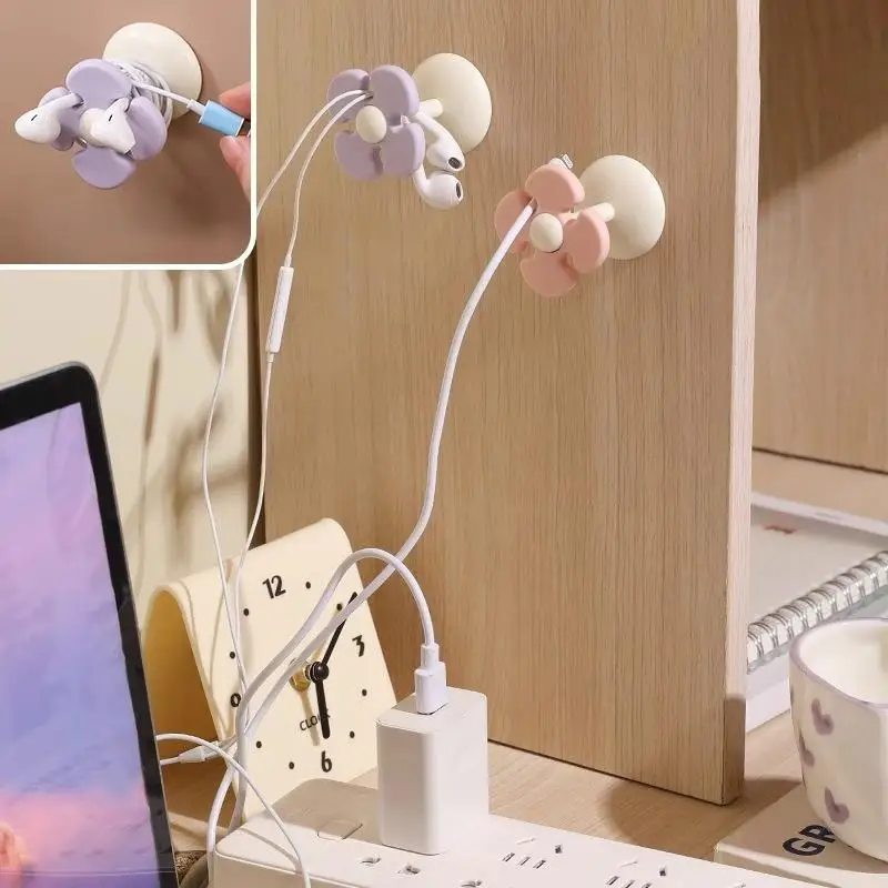 Flower-shaped Cable Winder, Kitchen Storage Cable Organizer, Household Appliance Cable Organizer, Plug Holder, And Winding Clip - الصورة 3