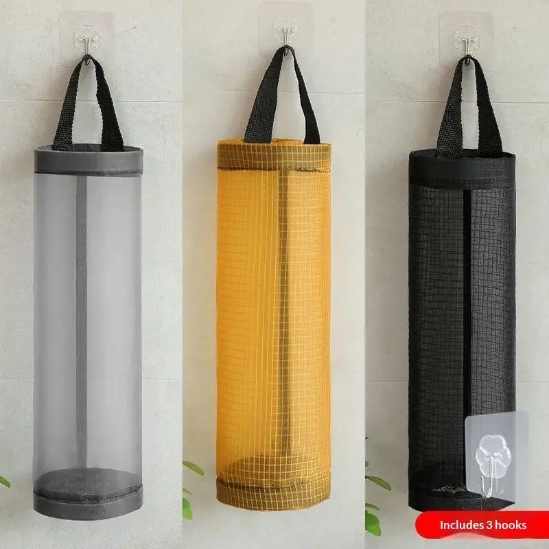 Innovative Wall-Mounted Bag Dispenser- Nylon Kitchen Organizer with Sturdy Grommets for Pantry.