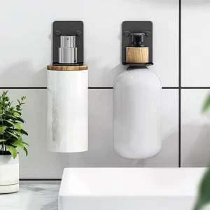Holder Storage Kitchen Bathroom Soap Bottle or Hands Sanitiser Dispenser Rack Wall Mounted Bracket Supplies Punch-free Shelf