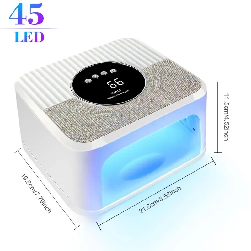 45LED High Power UV Nail Lamp for Gel Curing with LCD Smart Screen Nail Dryer Removable Base Pedicure Tool for Home Use - الصورة 6