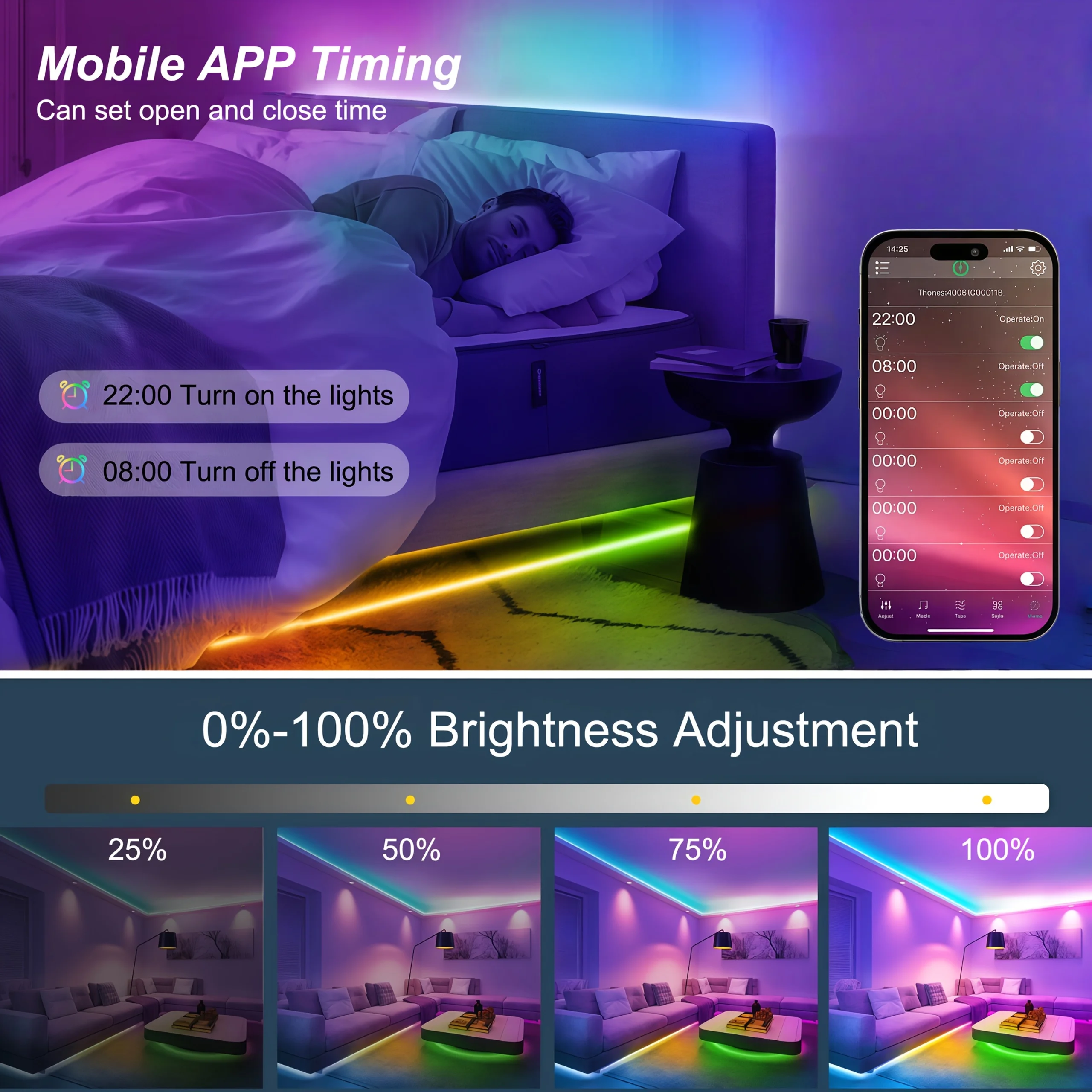 USB LED Strip Light Smart Bluetooth APP Control RGB Flexible LED Strip Color Change For TV background Party Home Decor Lighting - الصورة 3