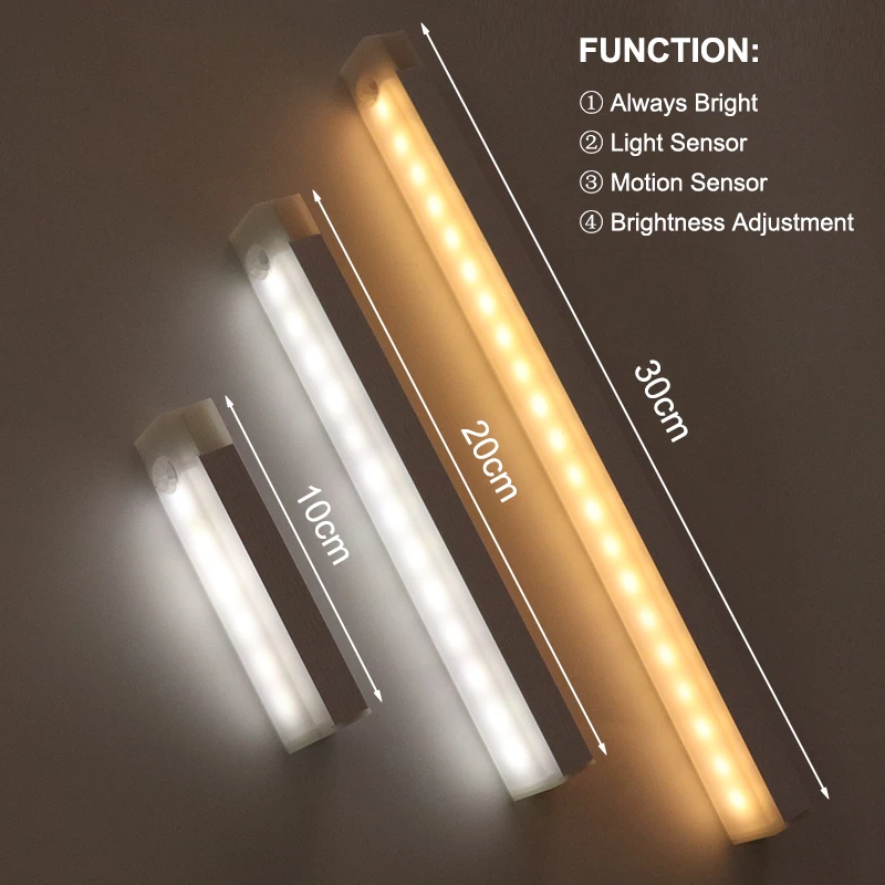 LED Motion Sensor Light Under Cabinet Light Wireless Night Light Closet Lamp Smart Wall-Mounted Body Induction Lamp home Decor - الصورة 5