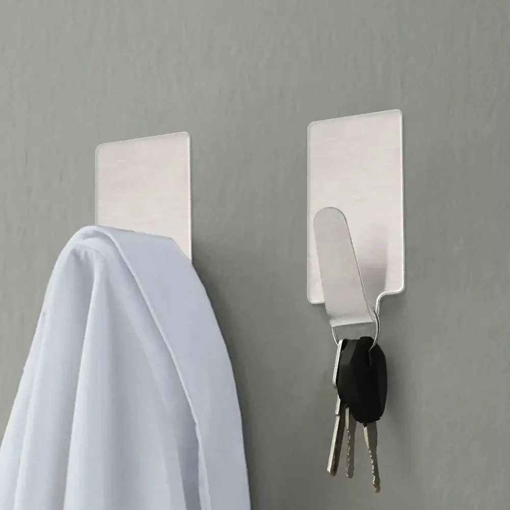 1/6Pcs Kitchen Bathroom Wall Hanger Hook Small Stainless Steel Bathroom Organizer Self Adhesive Multi-purpose Towel Rack Hanger - Image 4
