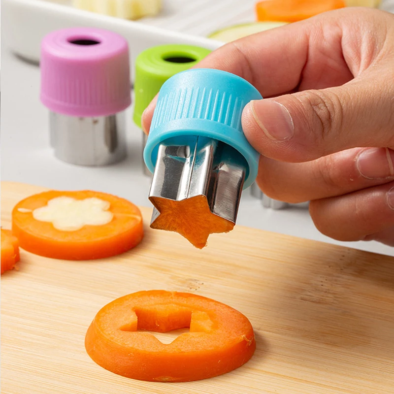 3pcs/set Star Heart Shape Vegetables Cutter Plastic Handle Portable Cook Tools Stainless Steel Fruit Cutting Die Kitchen Gadgets - الصورة 3