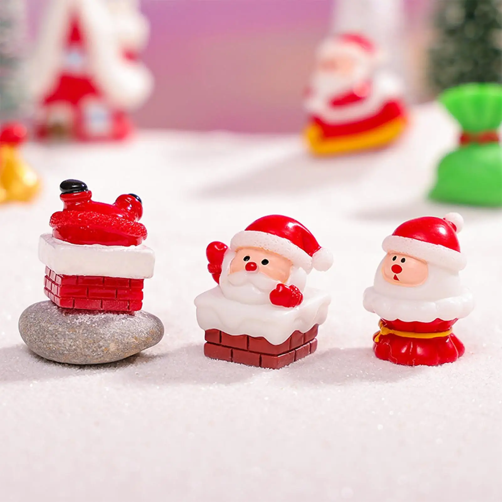 Mini Santa Figurines Miniature Tabletop Christmas Decor Collectible Santa Claus Ornament For Bedside Shelf Kitchen Dining Table - الصورة 2
