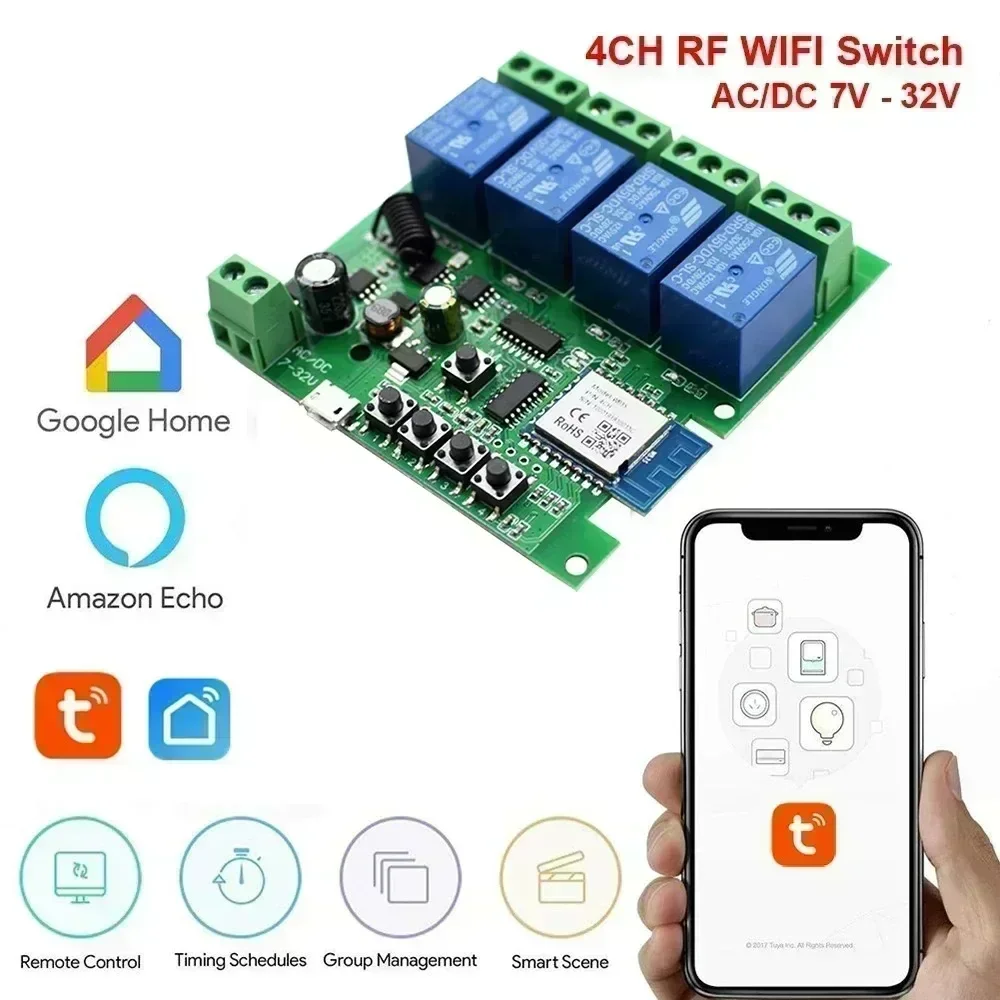 Ewelink 4ch R3 Pro Wifi RFBL 85-265V Channel Garage Door Curtain Motor Module Water Heater Light Smart Switch Alex Google Home - الصورة 5