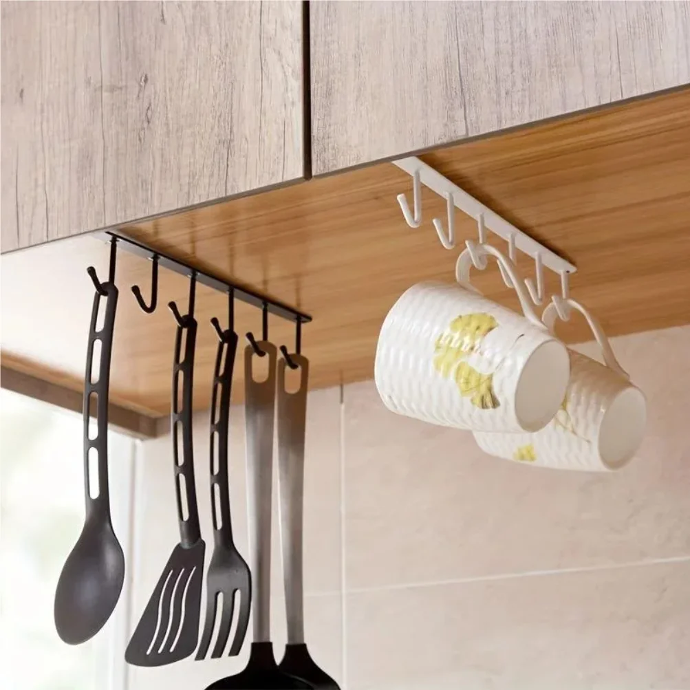1pcs Kitchen Shelf Storage Clothes Hanging Organizer Cup Holder Glass Mug Holder 6 Hooks Storage Rack Kitchen Accessories - Image 3