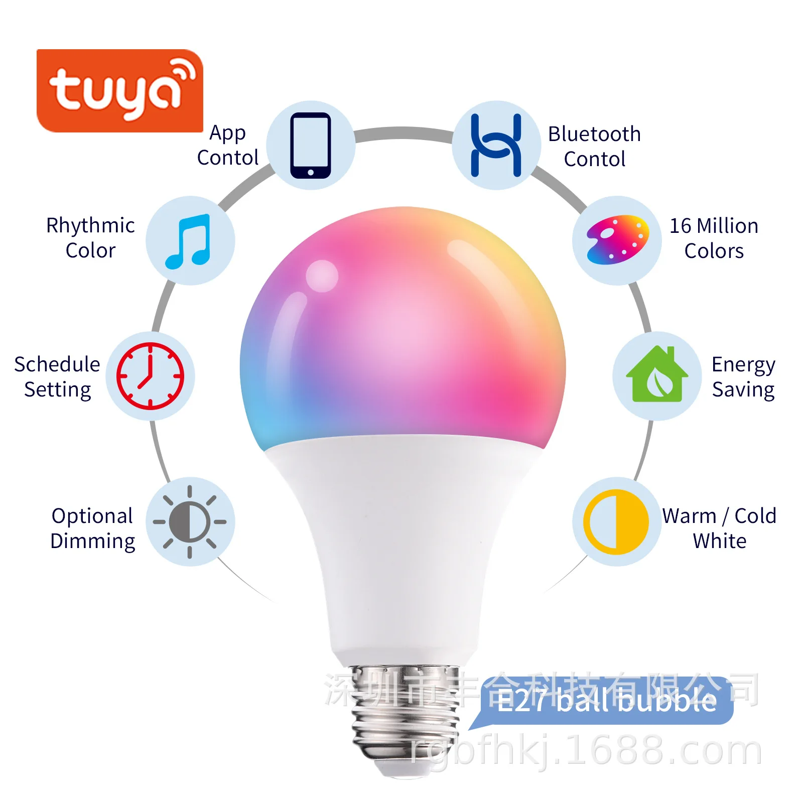 Smart Graffiti LED Bulb Alex 10W RGB+WW+CW Spotlights Google Home Voice Control Mobile App Control WiFi Smart Light LED Bulb - الصورة 4