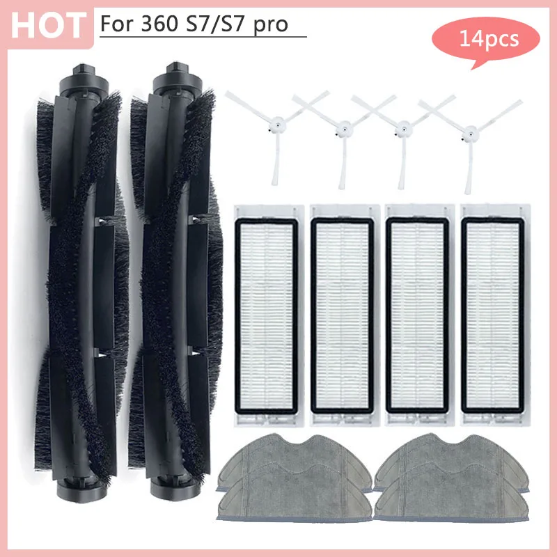 For Qihoo 360 S7 Smart Robot Vacuum Cleaner Main Side Brush Hepa Filter Cloth Mop Rag Home Accessories Kit S7pro Rag Spare Parts