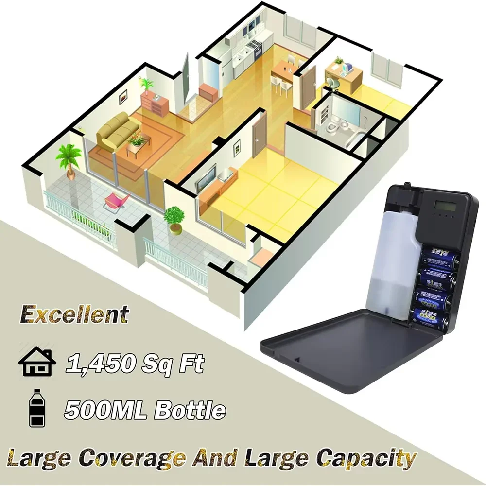 Aroma Diffuser 500ml Coverage Scent Machine Hotel Home Smart Essential Oil Diffuser Bluetooth APP Control Battery Wall Mounted - الصورة 4