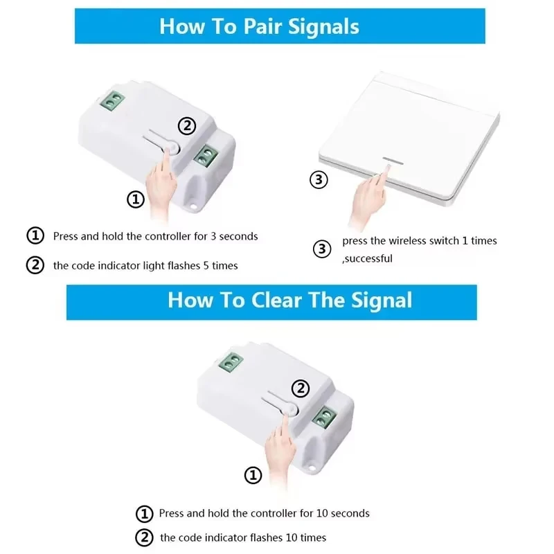 1/2/3 gang 433Mhz smart push Wireless Switch Light RF Remote Control 110V 220V Receiver home Wall button Ceiling Lamp - الصورة 2