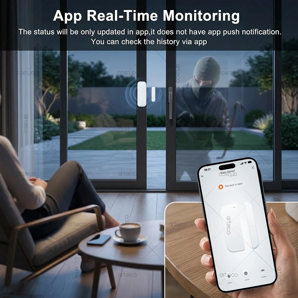 Zigbee Door Window Contatct Sensor Open Closed Detector Smart Home Alarm Security Automation Smart Life Tuya Z2M Home Assistant - الصورة 3