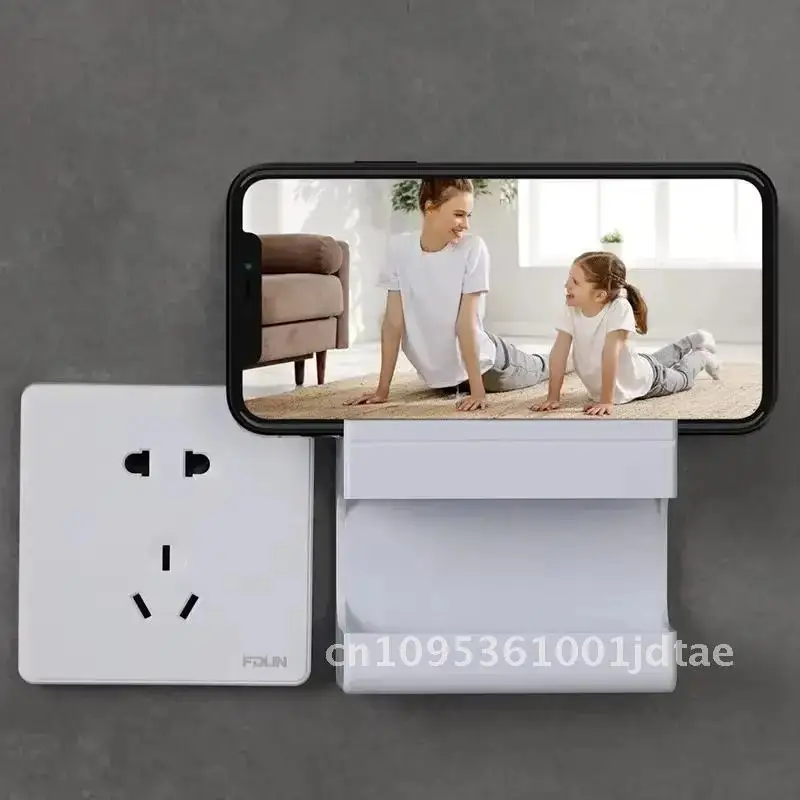 2Pcs Wall-Mounted Mobile Phone Charging Stand with Remote Control Storage Adhesive Horizontal Placement for Home Organization - الصورة 3