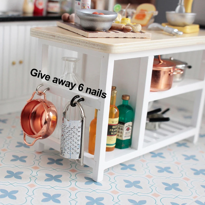 1/12 Doll House Furniture Miniature Wooden Console Table Cabinet Kitchen Room Sideboard Bathroom Living Room Shelf For Dollhouse - الصورة 2
