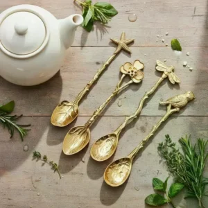 Retro Metal Coffee Spoon Dragonfly Branches Leaves Shape Ice Cream Cake Dessert Milk Mixing Spoon Kitchen Gadgets Tableware