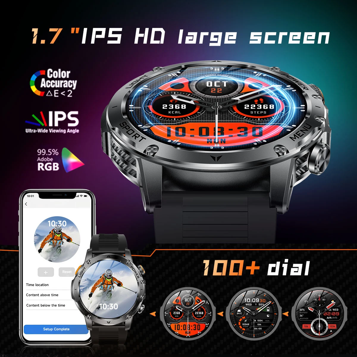 2025 New Military T-Rex 3 Ultra 1000mAh Battery Smart Watch 5ATM Waterproof Flashlight Heart Rate Sports tracker Smartwatch Men - الصورة 4