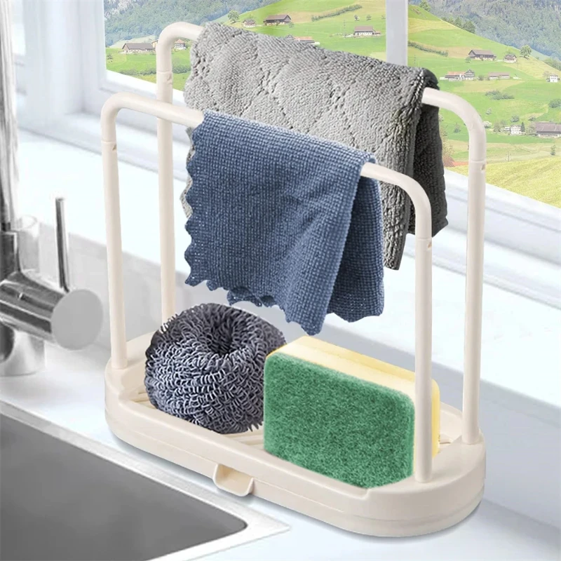 Kitchen Rag Drain Stand Kitchen Accessories Sink Drainage Shelf Sink Drain Storage Basket for Sponge Rag Wire Ball 1/2/3PCS - الصورة 4